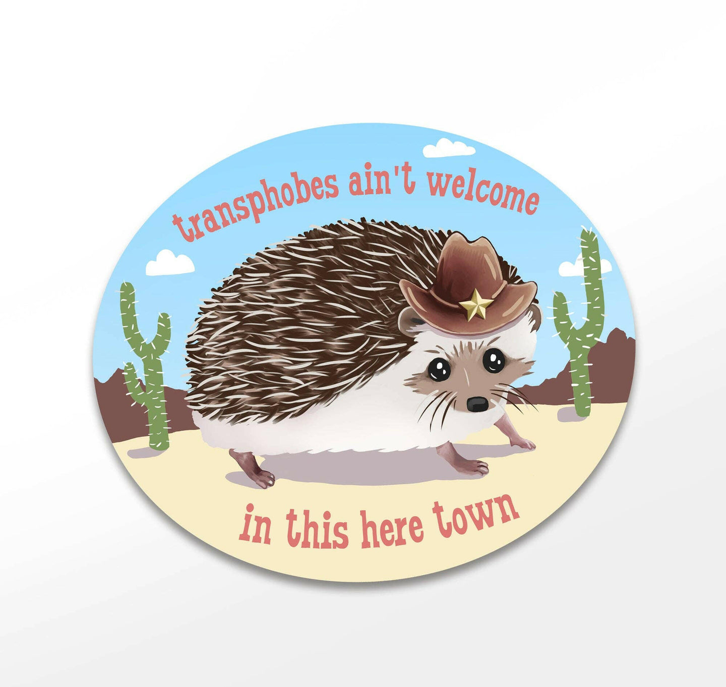 Trans Rights Hedgehog Sticker.