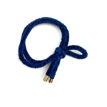 Load image into Gallery viewer, Chenille Bow Hair Tie ponytail.
