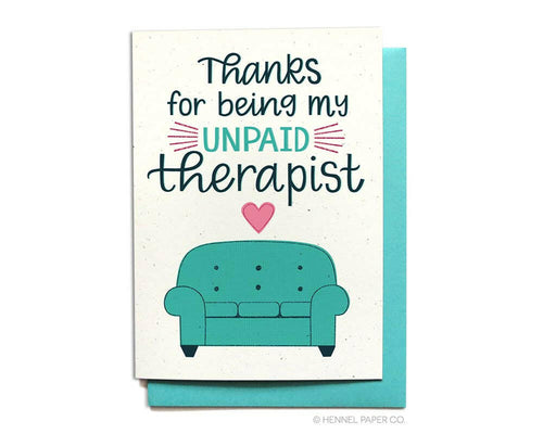 Thank You Card - Unpaid Therapist.