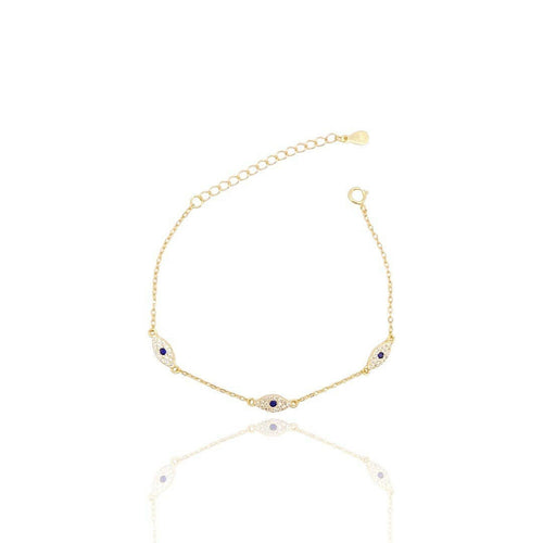 CZ Diamond Triple Evil Eye Bracelet.