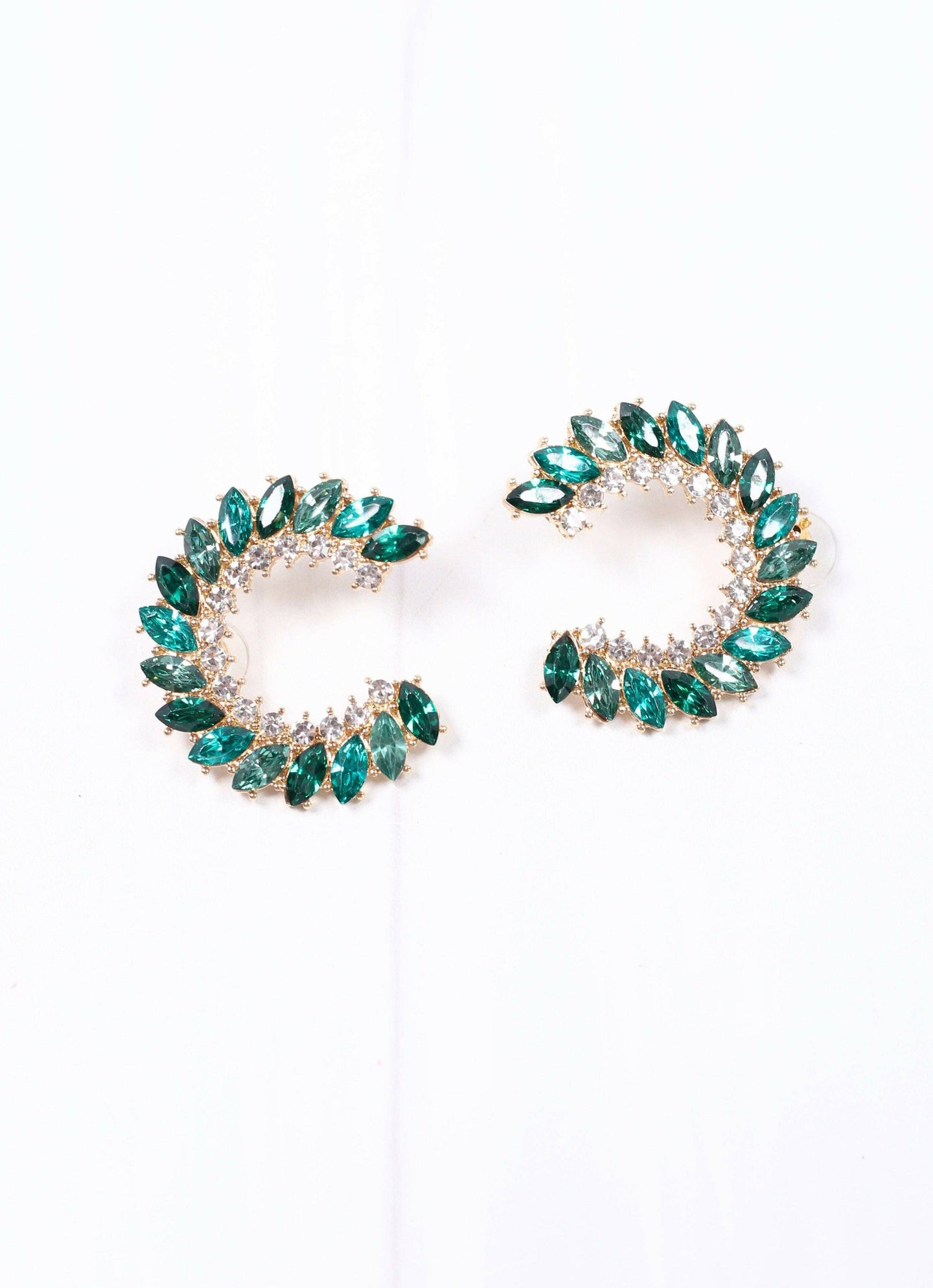 Maghan Embellished Hoop Earring GREEN.