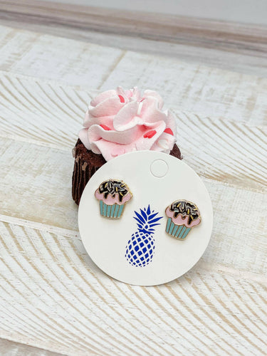 Cupcake Enamel Stud Earrings.