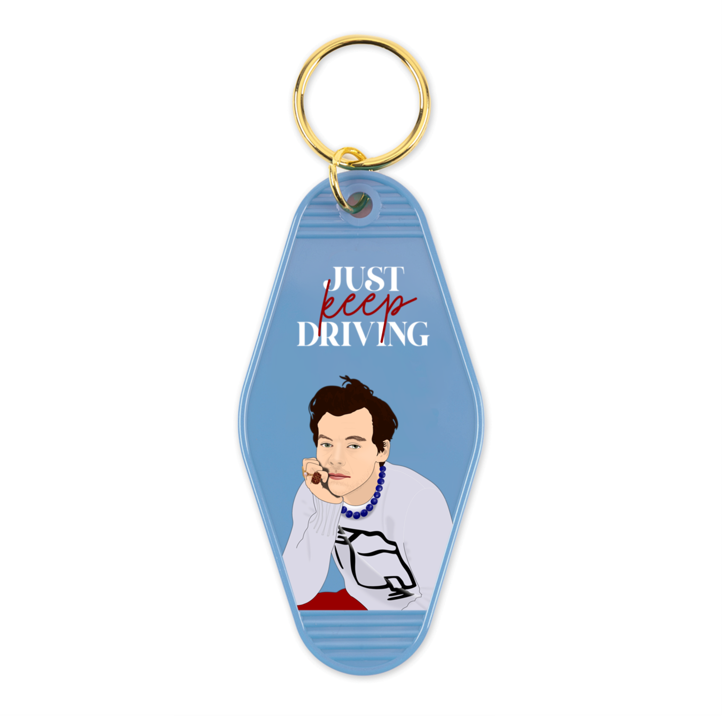 Harry Styles Just Keep Driving Motel Keychain.