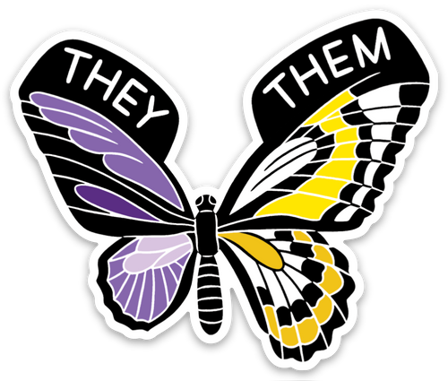 Non-Binary Butterfly Die Cut Sticker.