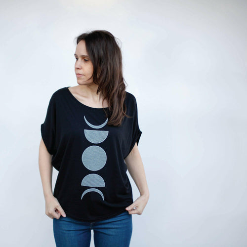 Sale! Moon Phase Women's Dolman Sleeve Bamboo Tee - Made in USA.