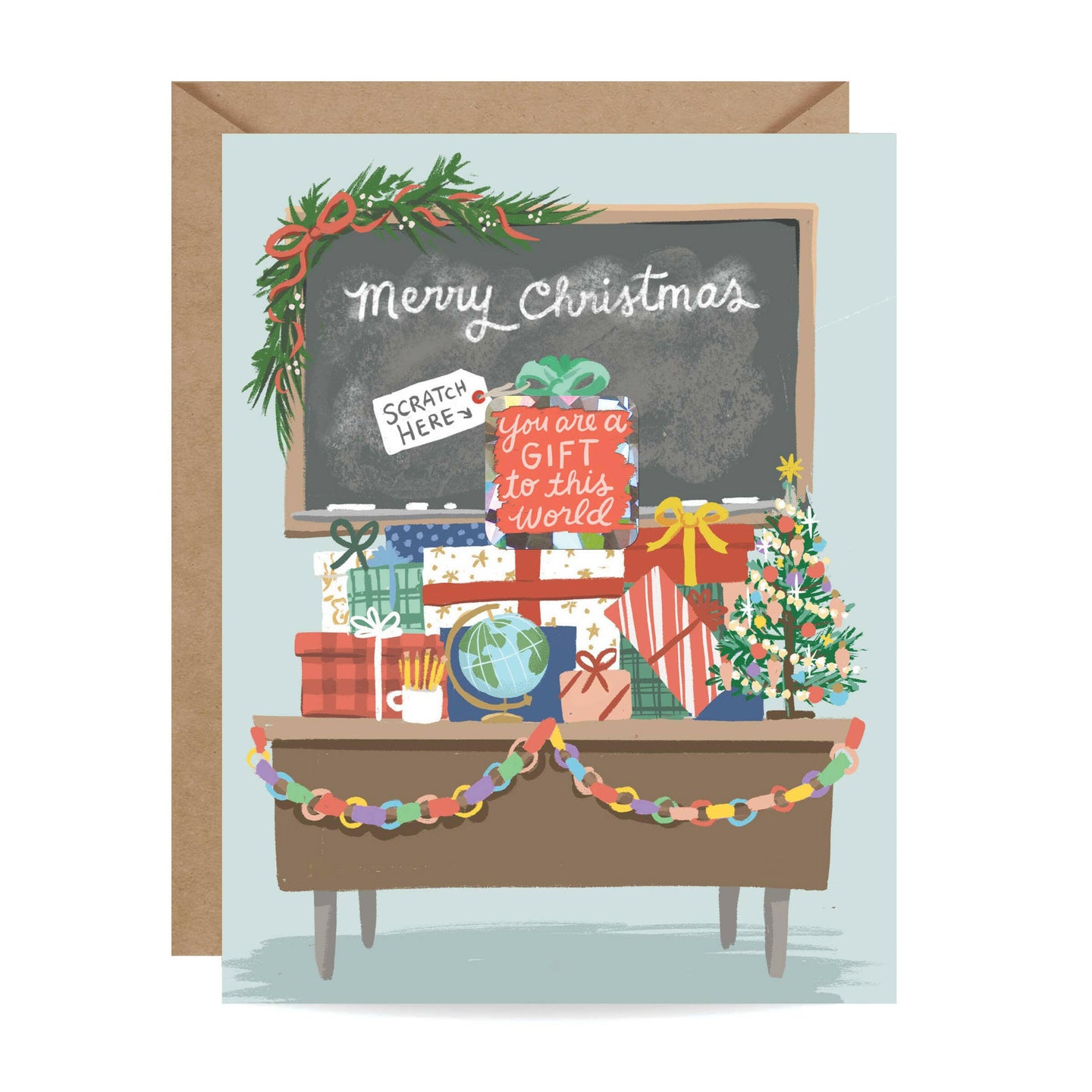 Scratch-off Teacher Christmas Card - Holiday Card.