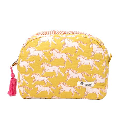 Horses Small Quilted Scallop Zipper Pouch.