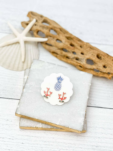 Coral Reef Enamel Stud Earrings.