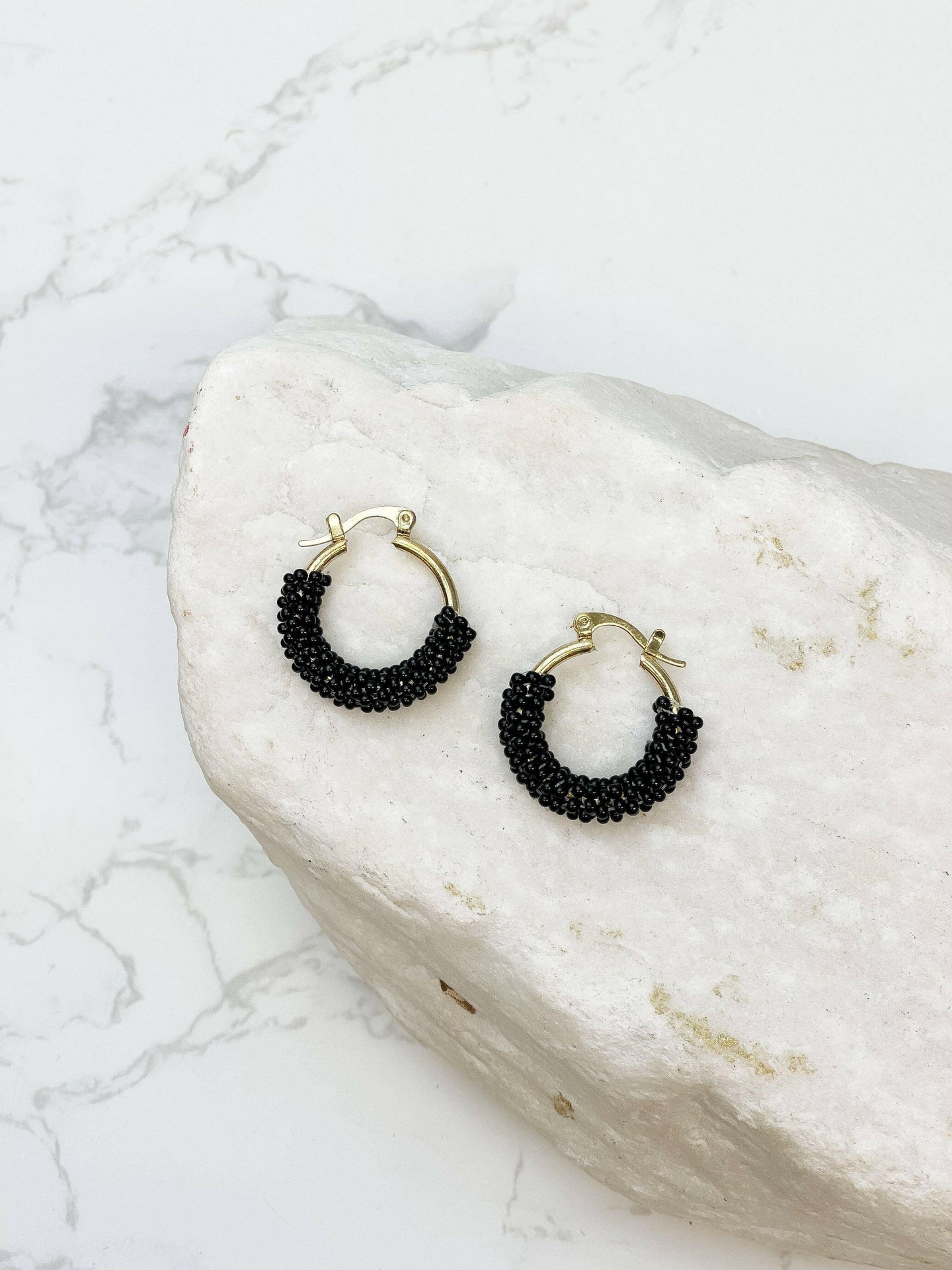 Petite Seed Bead Hoop Earrings.