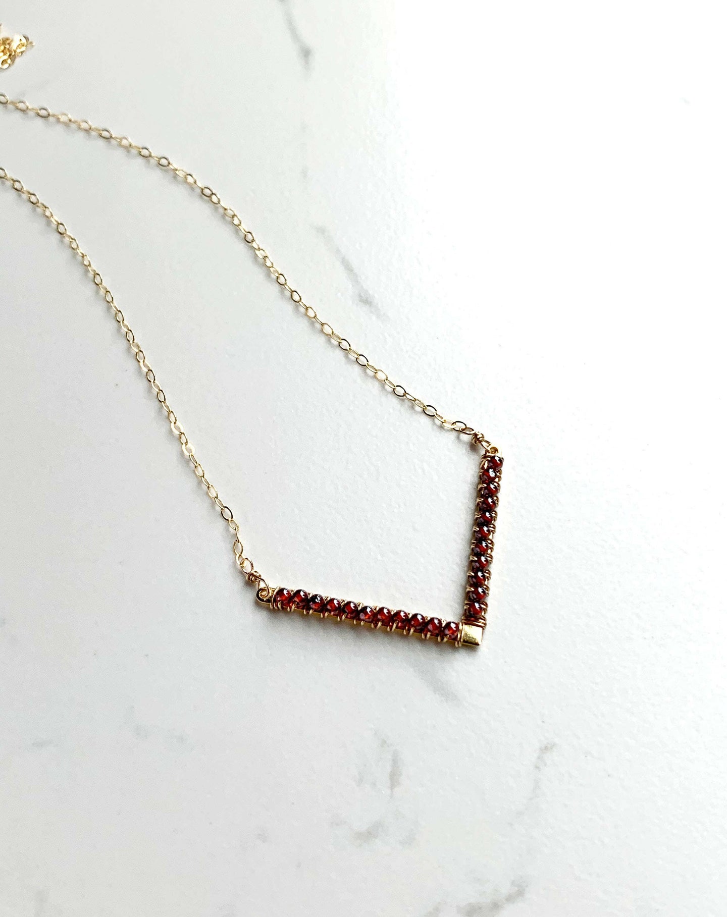 Garnet Chevron Necklace.