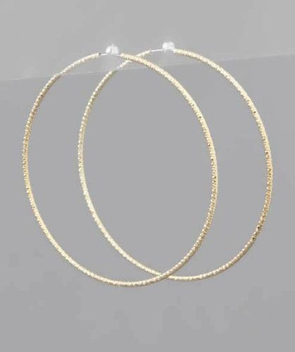 Skinny Textured Gold Hoops.