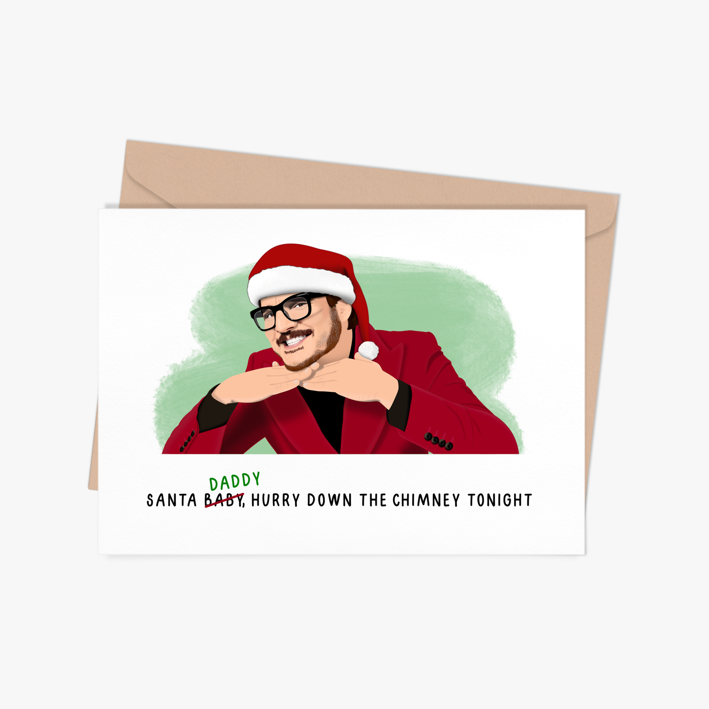 Pedro Pascal Santa Daddy Christmas Card.