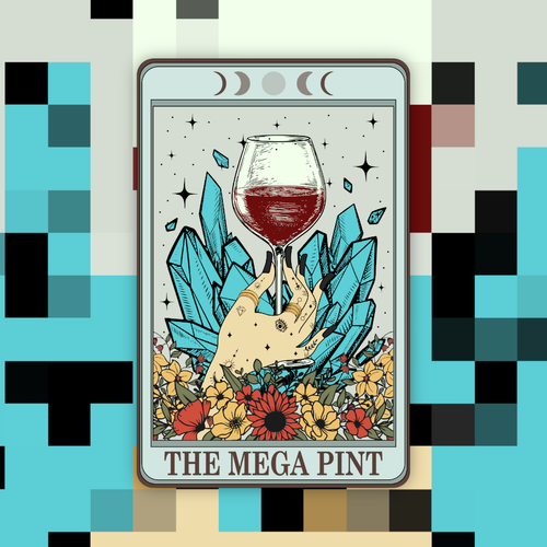 The Mega Pint Wine Tarot Card Sticker.