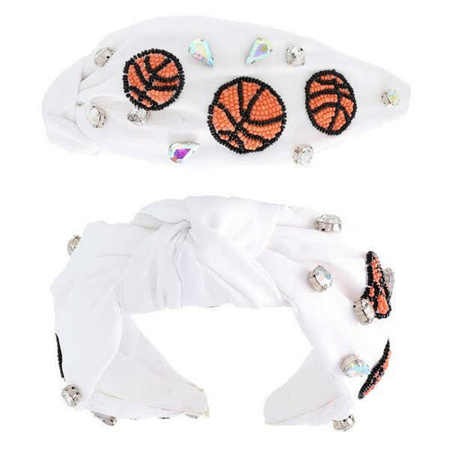 GAME DAY BEADED BASKETBALL KNOTTED HEADBAND.