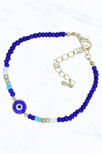 Evil Eye Seed Bead Bracelet.