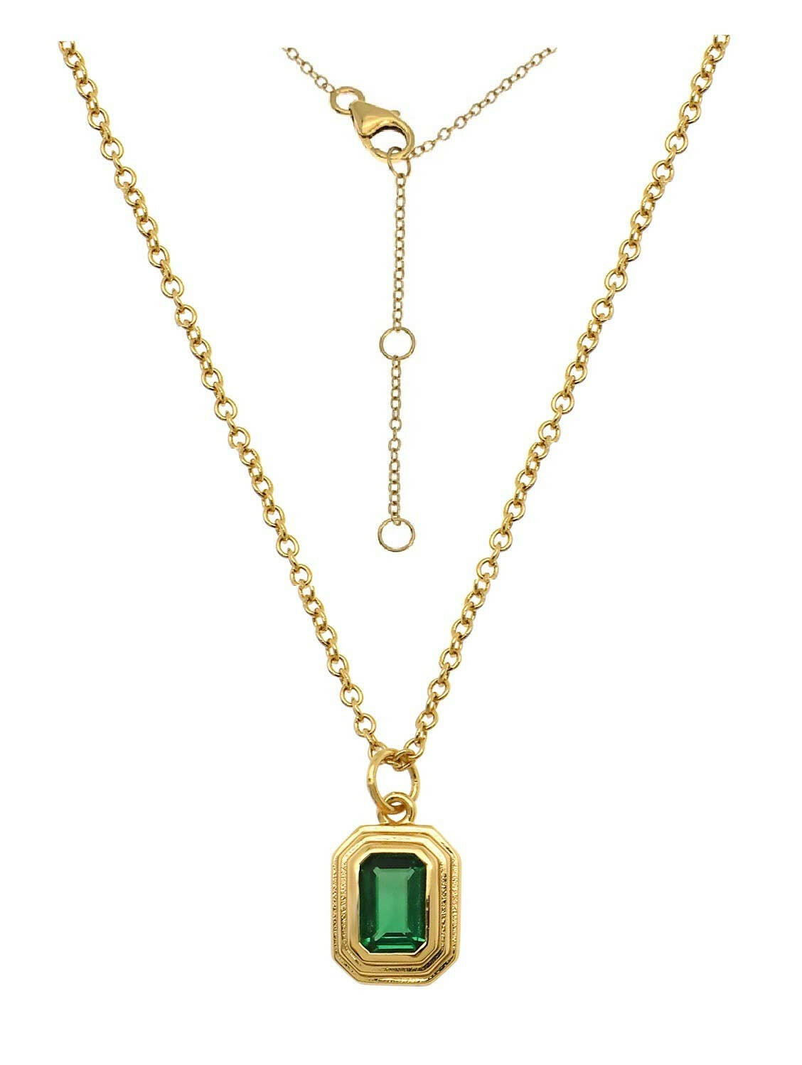 Emerald Amulet Pendant Necklace in Gold.