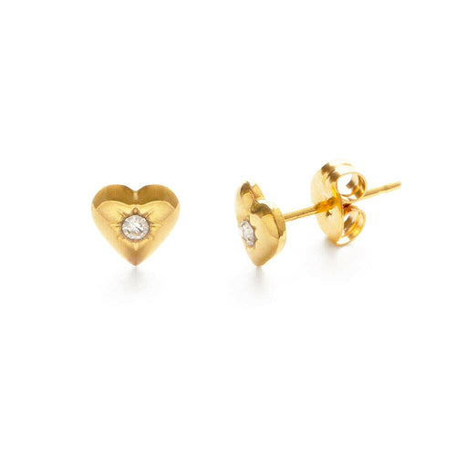 Heart Studs with Crystal Stud Earrings.