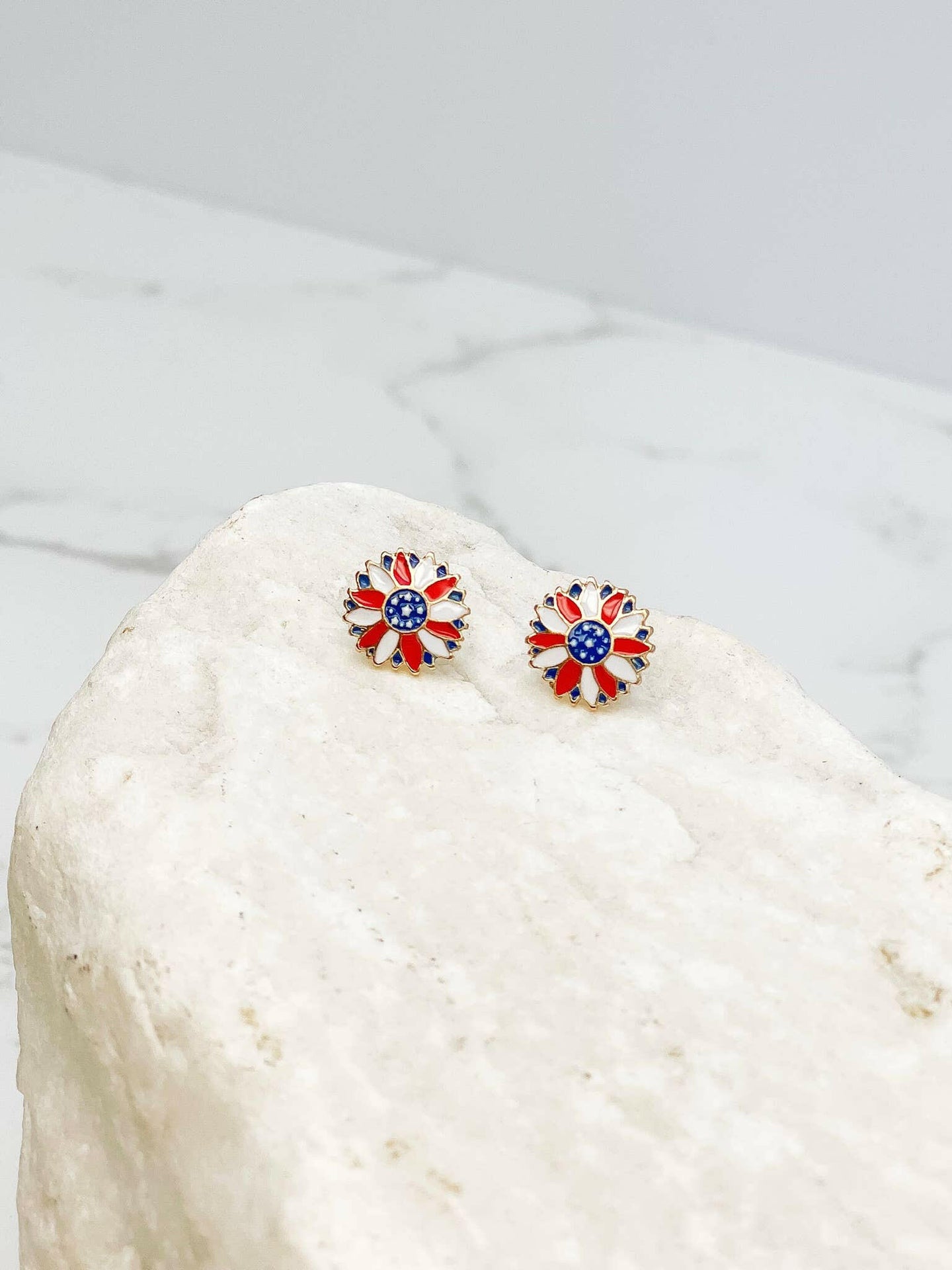 Americana Flower Enamel Stud Earrings.