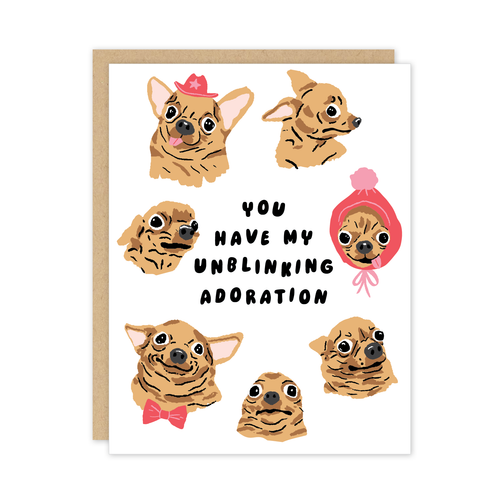 Unblinking Dog Chihuahua Love Friendship Card.