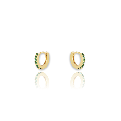 Emerald Green Pave Huggies Tiny Hoops (8 mm).