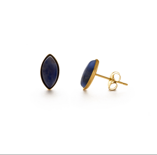 Sodalite Navette Cut Semi Precious Studs.