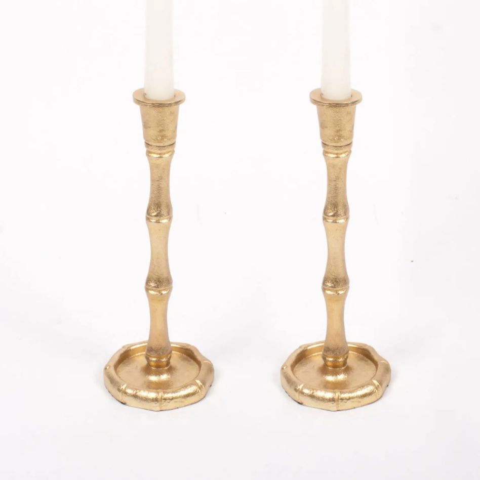 Gold Bamboo Candlestick Set - Small.