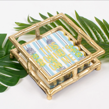 Load image into Gallery viewer, Gold Bamboo Cocktail Napkin Tray
