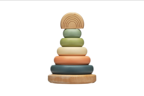 Wooden Stacking Rainbow Toy, Eco-Friendly Baby & Toddler Toy.