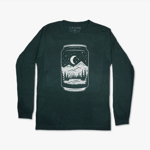 Beer Can Long Sleeve Tee- Emerald.