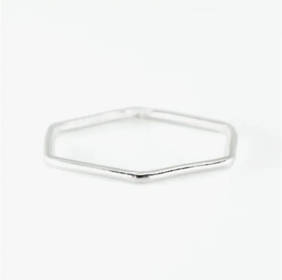 Hexagon Stacking Ring in Sterling Silver.