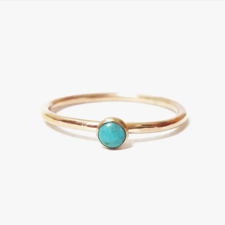 Mini Turquoise Stacking Ring in Gold