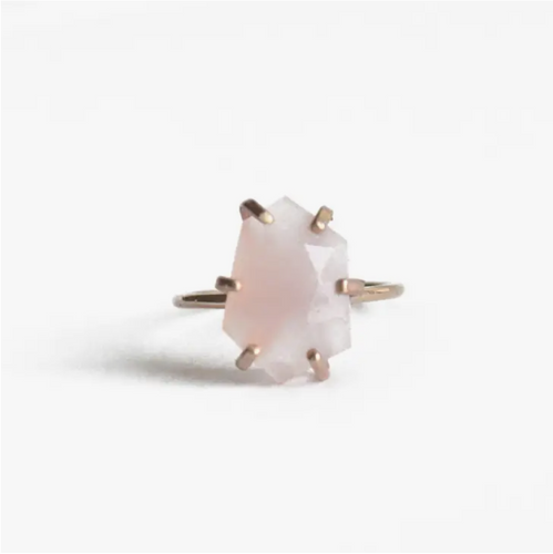Rose Cut Pink Chalcedony Ring in Gold.