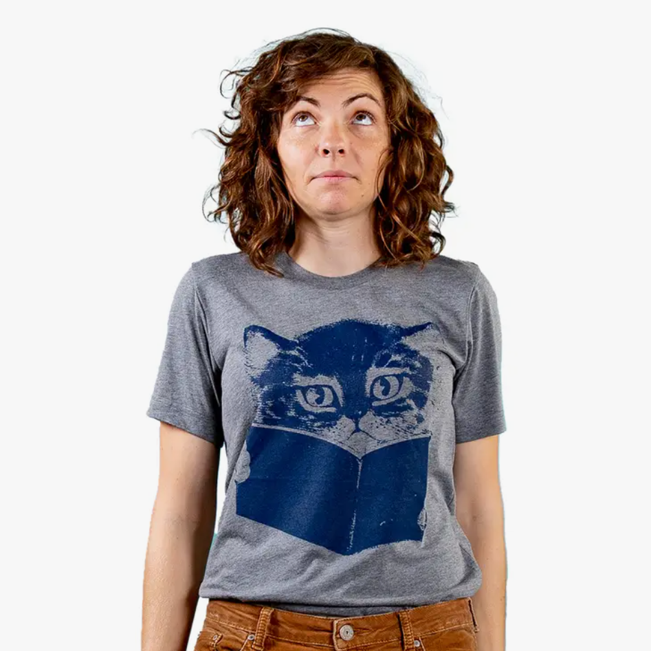 Cat Reading Book Tee.