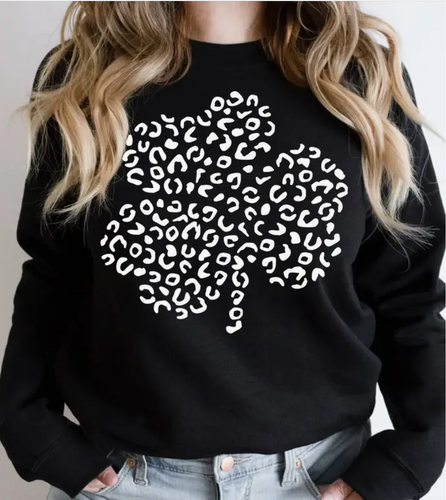 Leopard Shamrock - St. Patrick's Day Luck Clover Sweatshirt.