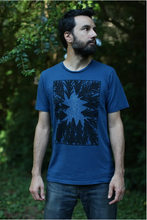 Load image into Gallery viewer, Milky Way Galaxy Stars and Forest Print 100% Cotton Tee Blue
