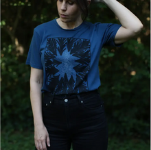 Load image into Gallery viewer, Milky Way Galaxy Stars and Forest Print 100% Cotton Tee Blue
