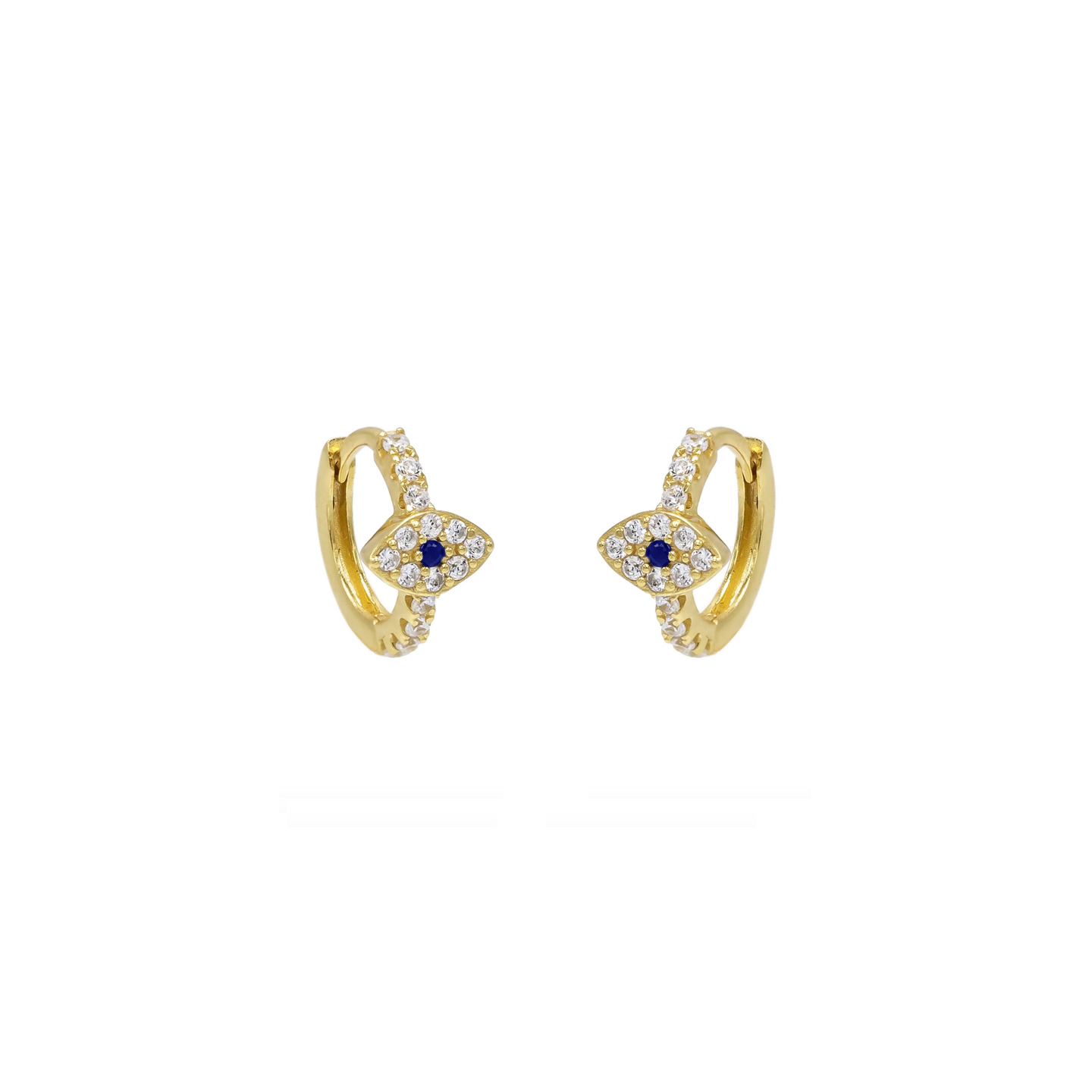 CZ Evil Eye Huggies Earrings.