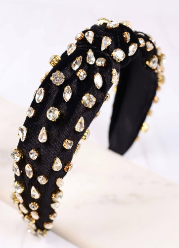 Isabella Rhinestone Headband BLACK.