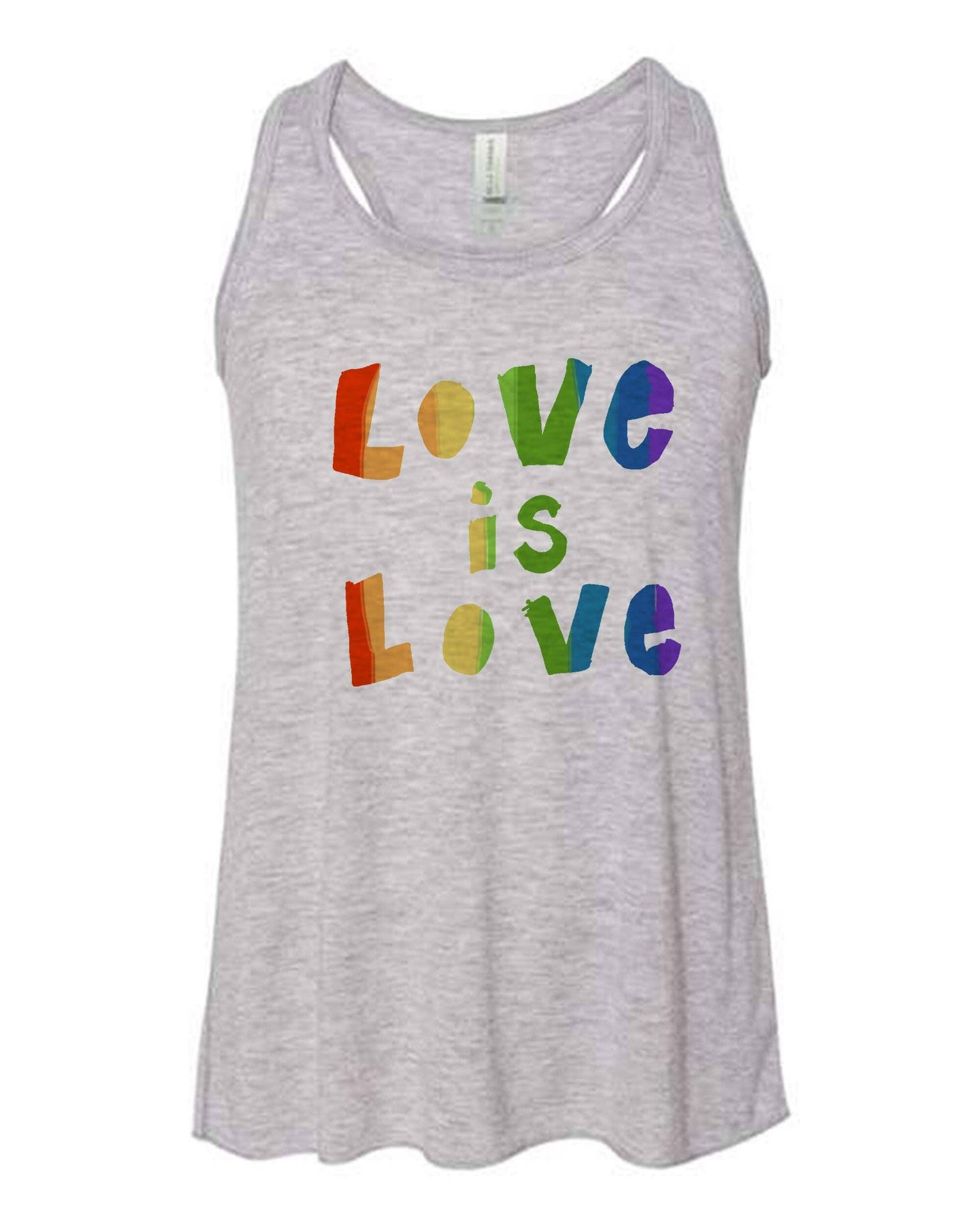 Love is Love : Women's Flowy Racerback Tank Pride Rainbow.