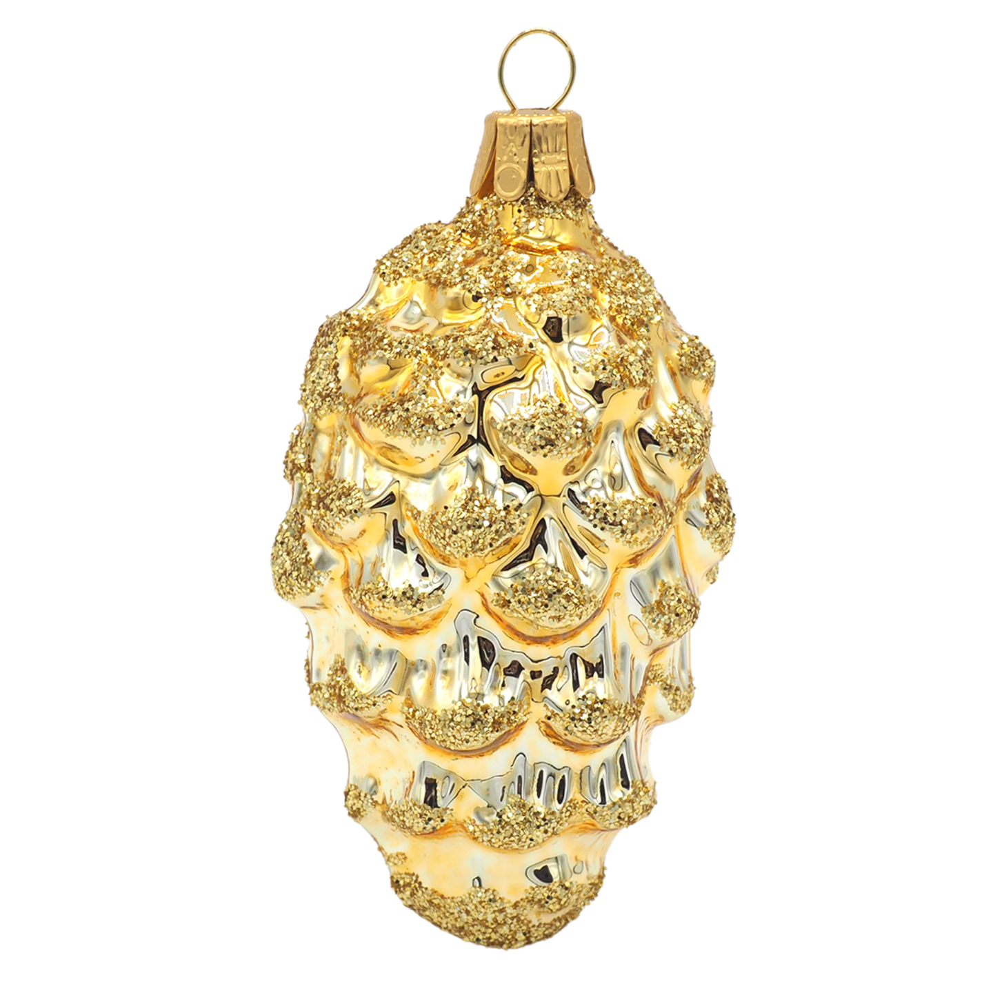 Gold Cone with gold glitter - Christmas Ornament.