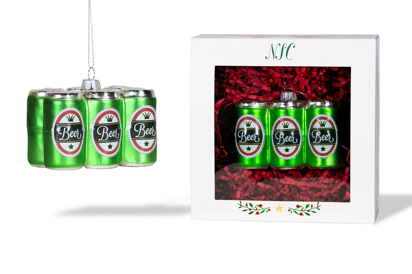 Beer 6-Pack Glass Ornament.