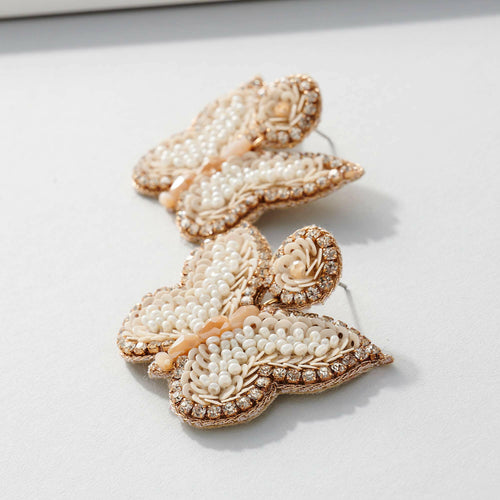Butterfly Beaded Dangling Earrings.