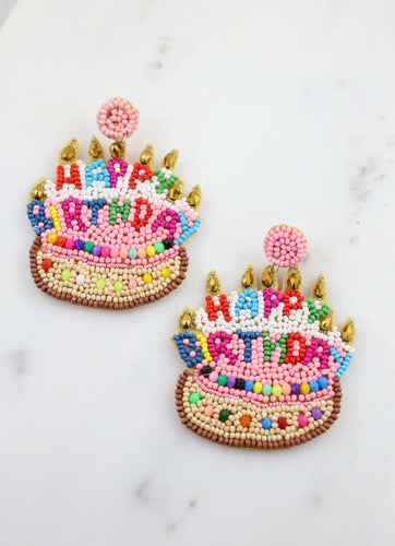 Happy Birthday Cake Embellished Earring MULTI.