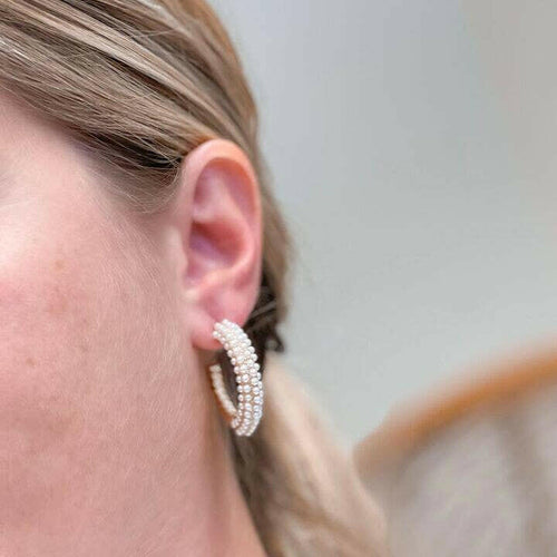 Timeless Bridal Pearl Hoop Earrings.