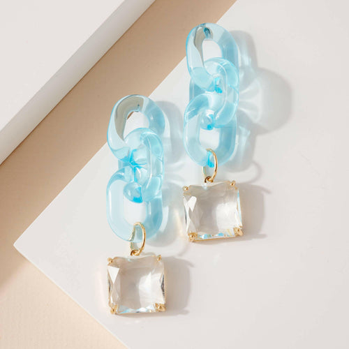 Acetate Chain Link Dangling Earrings.
