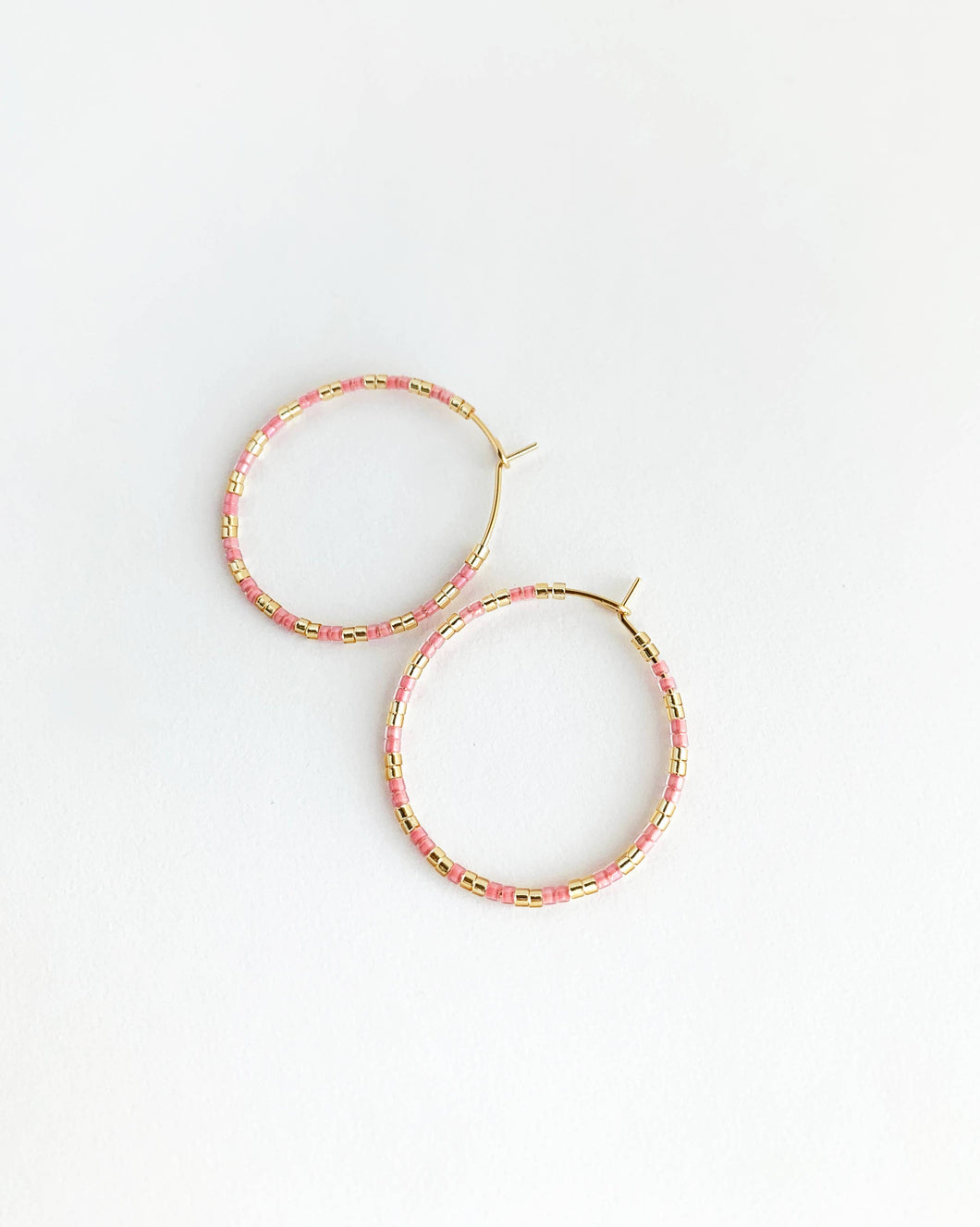 Pink and Gold Hoop Earrings