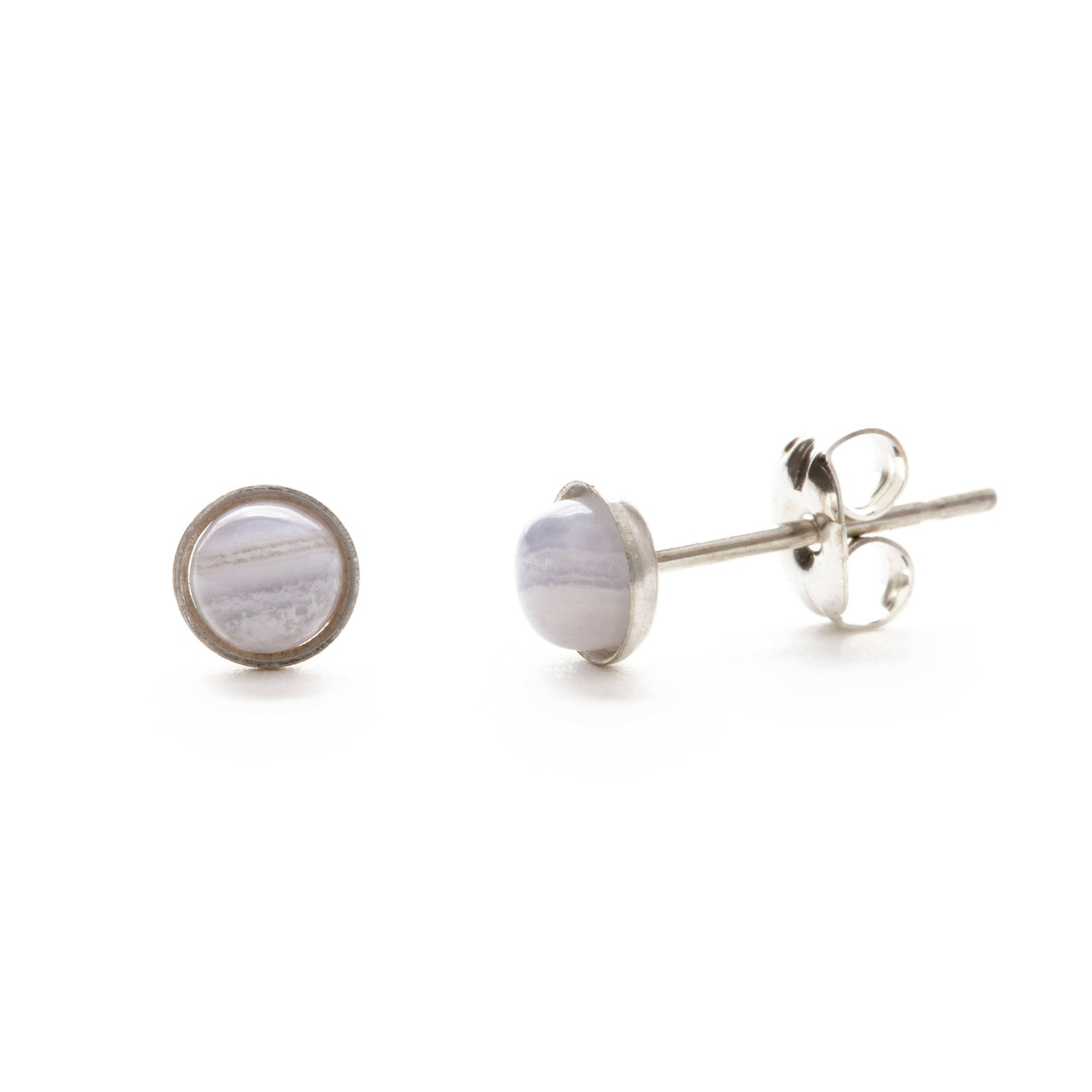 4mm Lace Agate Stud Earrings.