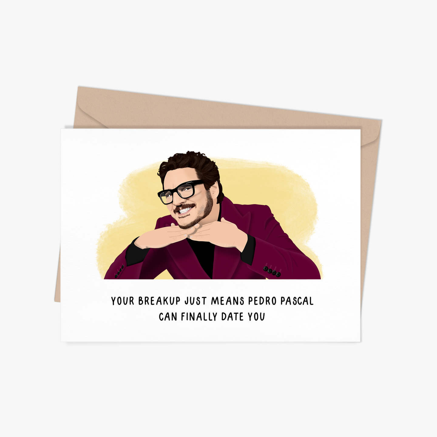 Pedro Pascal Breakup Greeting Card.