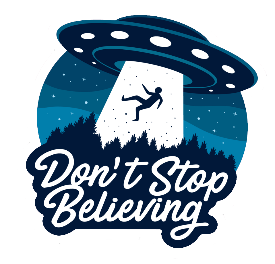 Don't Stop Believing UFO Sticker.