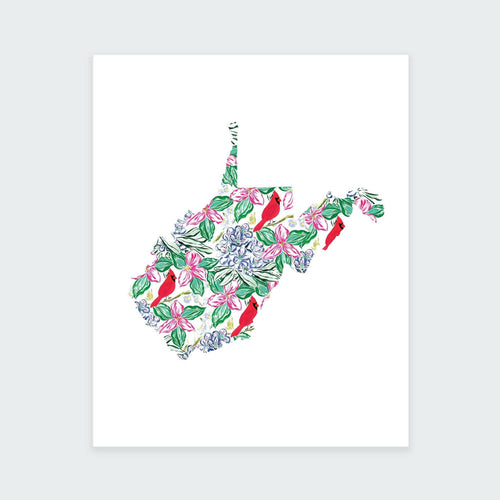West Virginia State Art Print.